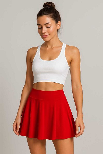 gigigiyim Sandy Fabric Women's Tennis Skirt with Shorts Red