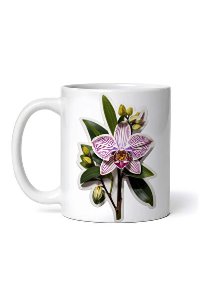 OEM Cană albă personalizată, Orhidee zygopetalum, INOVATIX®. 330 ml