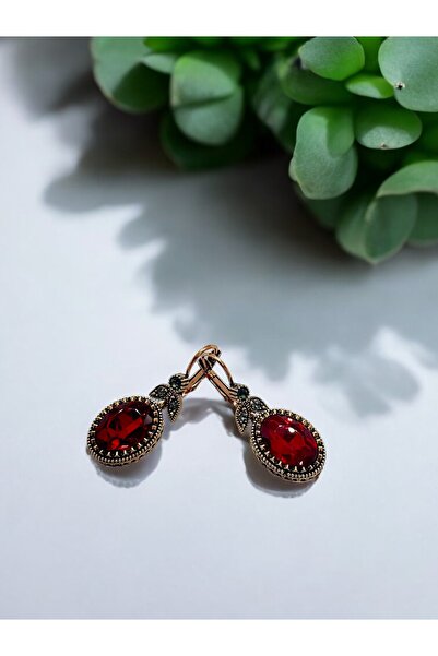 Kristal Oval Renkli Taşlı Küpe
