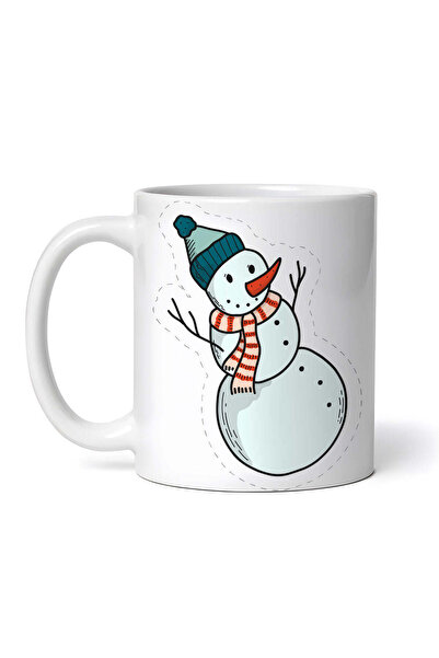 OEM Cană albă personalizată, Om de zăpadă cu eșarfă și căciulă, Inovatix®. 330 ml