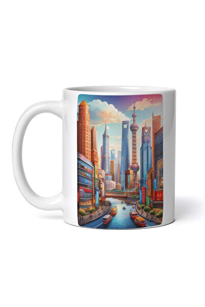 OEM Cană albă personalizată, orașul Shanghai, Inovatix®. 330 ml