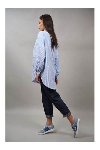 Y TWO WOMEN Camasa Oxford In Dungi Balocco Talie Unica Albastru