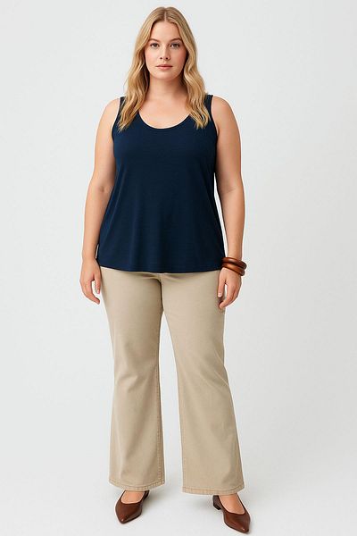 COTENCONCEPT 2 Pieces A-Line Plus Size Cotton Thick Strap Tank Top T-Shirt