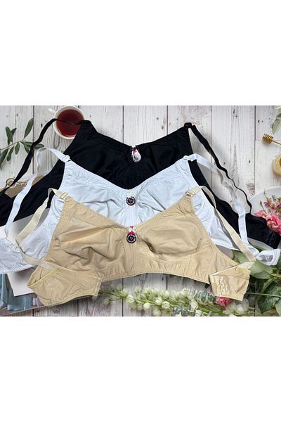 SATTENS Women's Plus Size Bra 3 Pack Cotton Hollow Maternal Bra Without Sponge