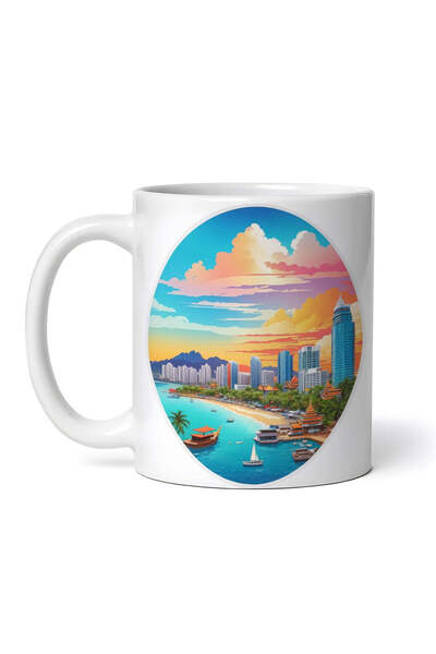 OEM Εξατομικευμένη Λευκή Κούπα, Pattaya City, Inovatix®. 330ml