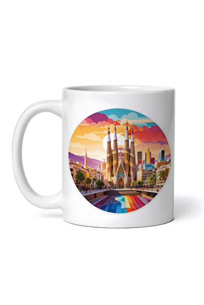 OEM Εξατομικευμένη Λευκή Κούπα, Barcelona City Sagrada Familia, Inovatix®. 330ml