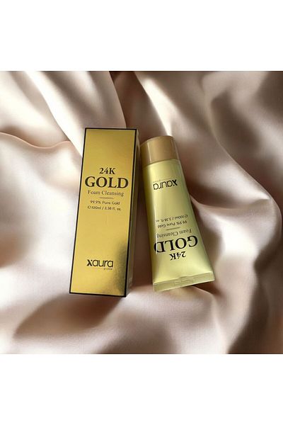 xaura 24K Gold Foam Cleansing 100ml – Foam Cleanser with 99.9% Pure Gold Content