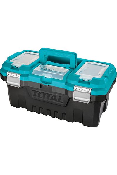 TOTAL صندوق أدوات بلاستيكي مقاس 17 بوصة، بإبزيم معدني TPBX0172