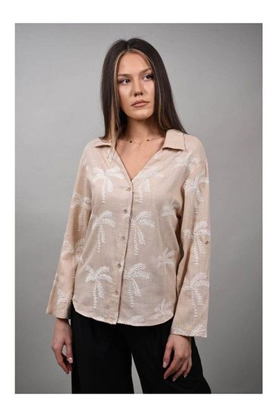 Y TWO WOMEN ARIGNANO EMBROIDERED BUTTONED SHIRT Beige S-M