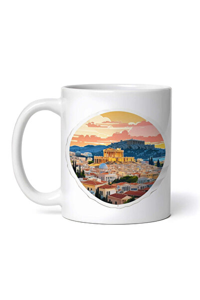 OEM Εξατομικευμένη Λευκή Κούπα, Αθήνα Ακρόπολη, Inovatix®. 330ml