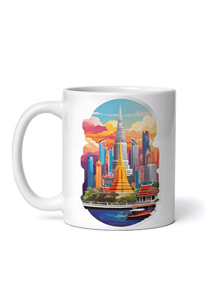 OEM Εξατομικευμένη λευκή κούπα, λιμάνι της Μπανγκόκ, INOVATIX®. 330ml