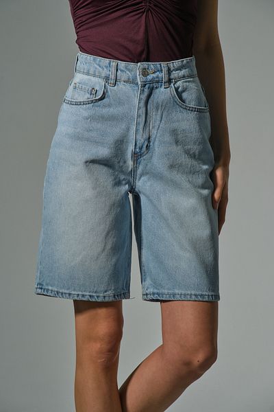Maule Metallic 100% Cotton High Waist Gabardine None Denim 5 Pocket Women's Bermuda Shorts @Udine