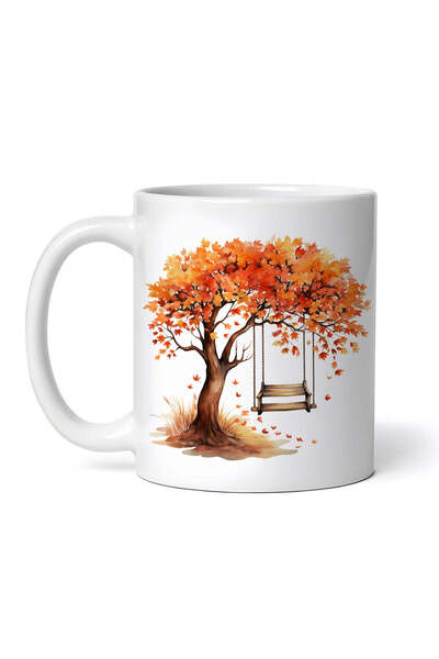 OEM Cană albă personalizată, Leagăn în copac cu frunze de portocal, INOVATIX®...
