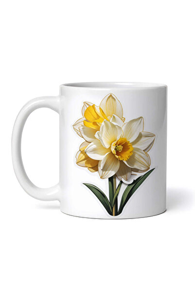OEM Cană albă personalizată, Narcise cu frunze, INOVATIX®. 330ml