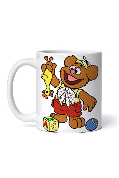 OEM Cană albă personalizată, Ursulețul Muppet Fozzie cu pui în mână, INOVATIX...