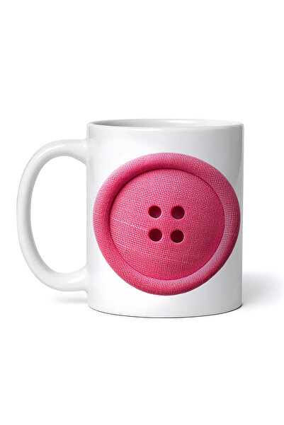 OEM Cană albă personalizată, buton roz, INOVATIX®. 330ml