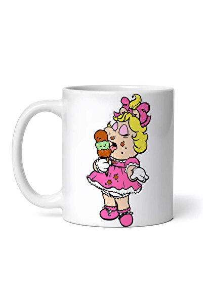 OEM Cană albă personalizată, Muppet Miss Piggy linge înghețată, INOVATIX®. 330ml