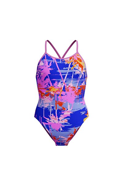 SPEEDO Training Printed V Back Girls' Swimming Swimsuit