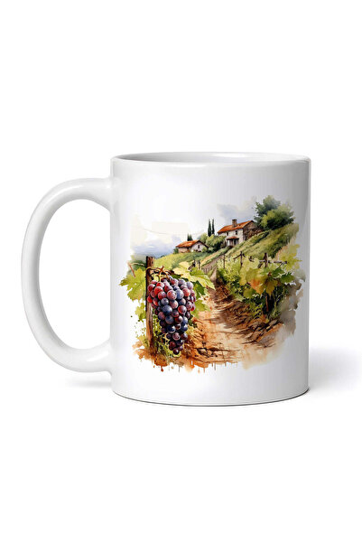 OEM Cană albă personalizată, plantație de viță de vie, INOVATIX®. 330ml