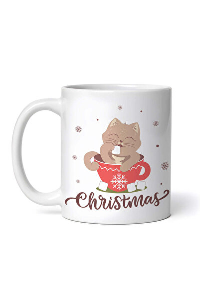 OEM Εξατομικευμένη λευκή κούπα, Christmas Kitty, INOVATIX®. 330ml