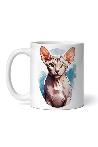 OEM Εξατομικευμένη λευκή κούπα, Γάτα Sphynx, INOVATIX®. 330ml