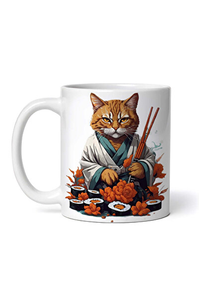 OEM Cană albă personalizată, Sushi Cat, INOVATIX®. 330ml