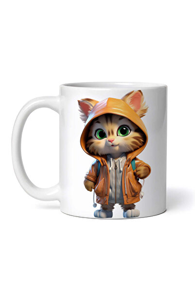 OEM Cană albă personalizată, Pisica Tigru, INOVATIX®. 330ml