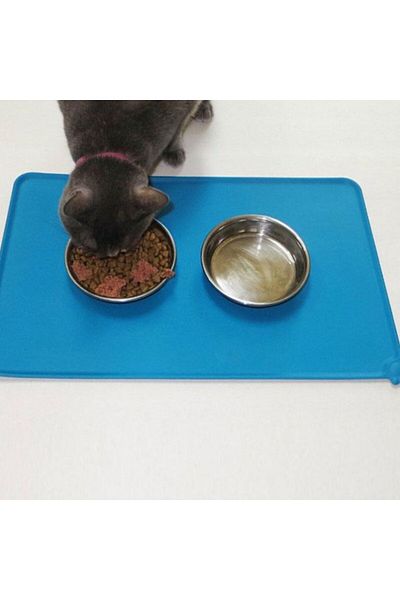 zola Covoras pentru hranirea animalelor, impermeabil, antiderapant, 48x30 cm, albastru