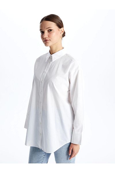 LC Waikiki Γυναικείο πουκάμισο LCW Modest White Plain Poplin