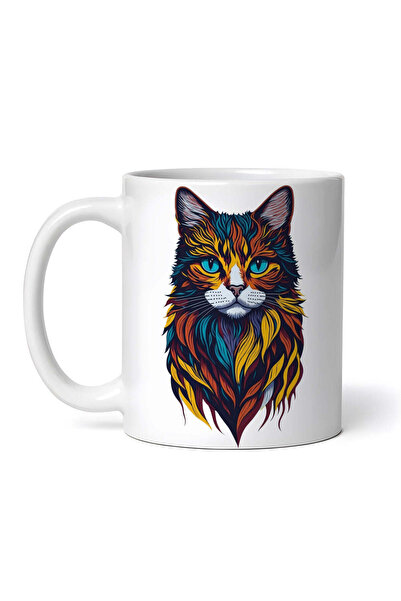 OEM Εξατομικευμένη λευκή κούπα, Κεφάλι Γάτας, INOVATIX®. 330ml