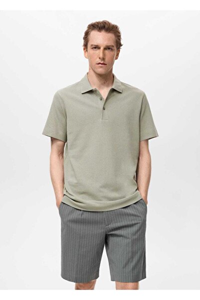 MANGO Man Polo țesut în linie fină