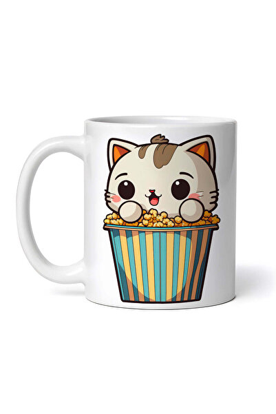 OEM Cană albă personalizată, Kitty la cinema, Inovatix®. 330 ml