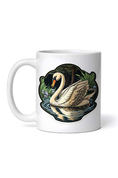 OEM Cană albă personalizată, Lebădă pe lac, INOVATIX®. 330ml