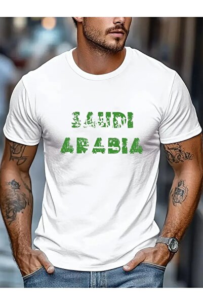 LAND MODA Ανδρικό μπλουζάκι από βαμβακερό μείγμα με γραφικό σχέδιο Σαουδικής ...
