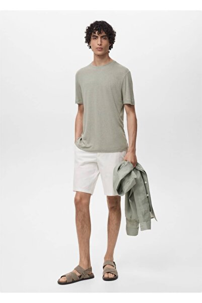 MANGO Man Slim fit keten tişört