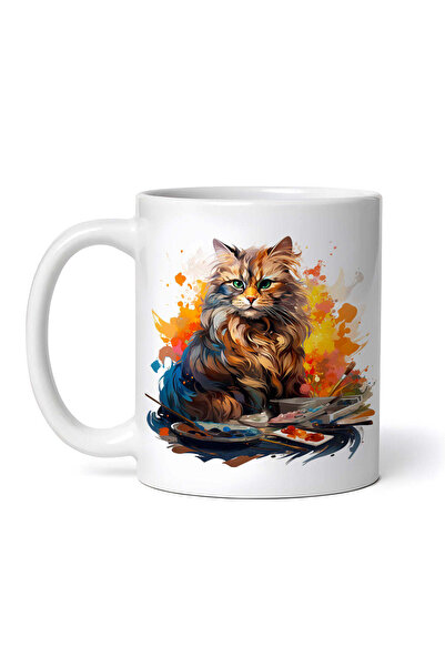 OEM Cană albă personalizată, Pisicuța Pictătoare, INOVATIX®. 330ml