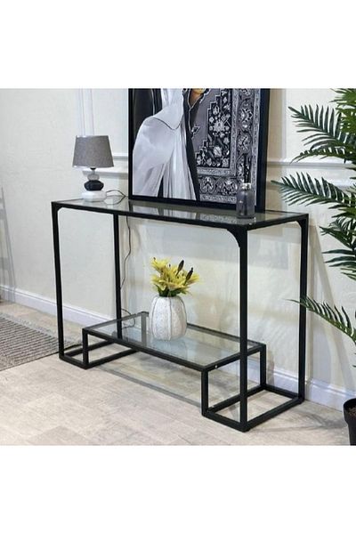 private house Elegant and modern glass entrance - black - 120x40x90cm