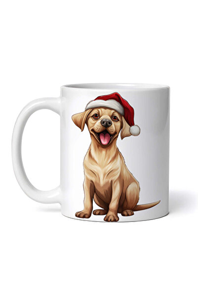 OEM Cană albă personalizată, Labrador Retriever cu pălărie de Moș Crăciun, IN...