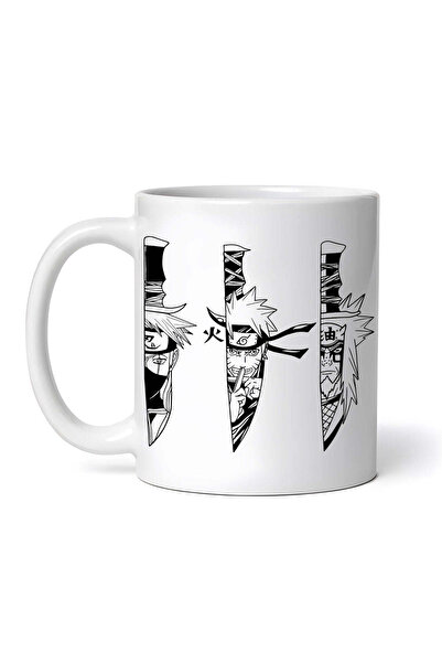 OEM Cană albă personalizată, Naruto Trei Cuțite, INOVATIX®. 330ml