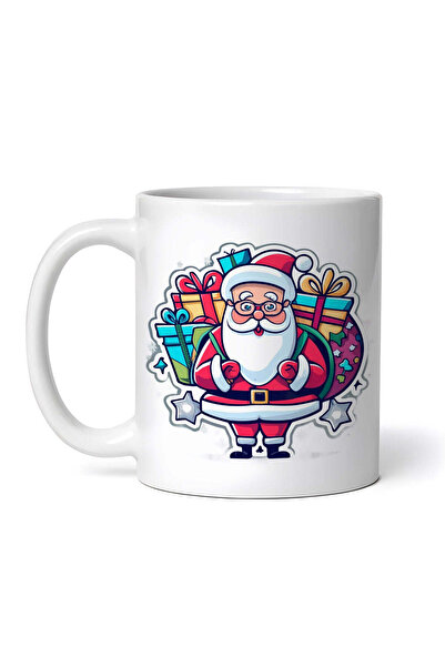OEM Cană albă personalizată, Moș Crăciun încărcat cu cadouri, INOVATIX®. 330ml