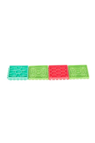 zola Set 4 boluri pentru incetinirea hranei la animale, multicolore, modele diferite, 13.5x13.5x1.5 cm