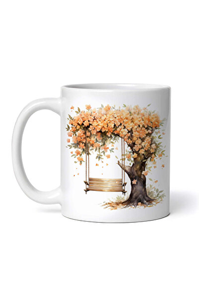 OEM Cană albă personalizată, Leagăn în copac cu flori portocalii, INOVATIX®. ...