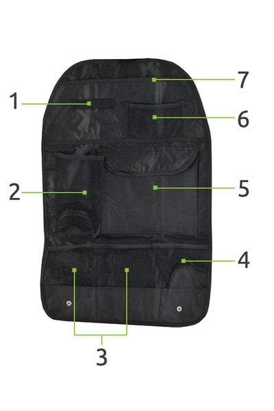 zola Organizator pentru scaun auto, multifunctional, negru, 57 x 36.5 cm