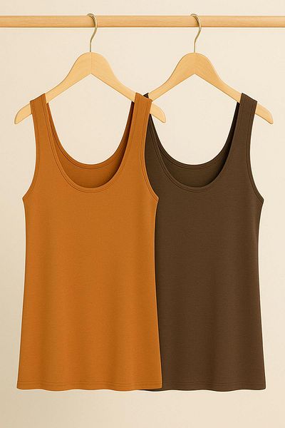 COTENCONCEPT 2 Pieces A-Line Cotton Thick Strap Athlete T-Shirt