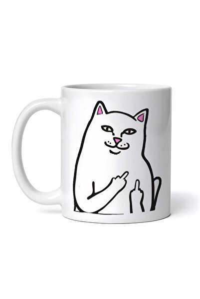 OEM Cană albă personalizată, pisică obraznică cu degetul mijlociu, INOVATIX®....