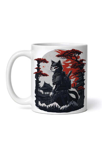 OEM Cană albă personalizată, Pisica Ninja, INOVATIX®. 330ml