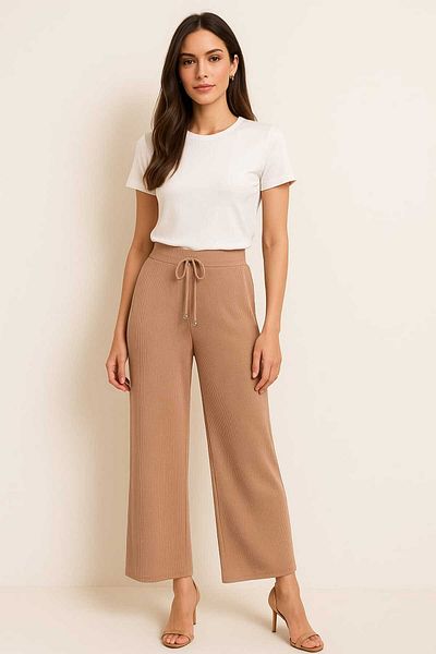 gigigiyim Corduroy Palazzo Women's Casual Pants Mink