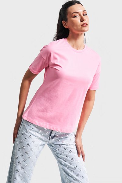 its basic Tricou de bază pentru femei de culoare roz S5-115 cu decolteu