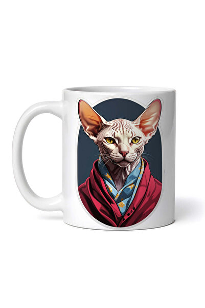 OEM Cană albă personalizată, pisică Sphynx cu jachetă, INOVATIX®. 330ml