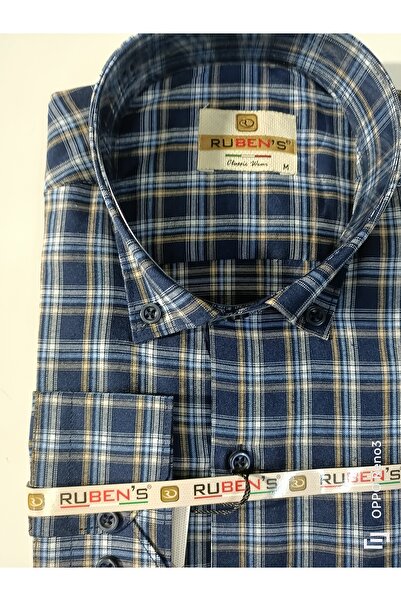 RUBENS GÖMLEK класична сорочка з коміром на ґудзиках, з довгими рукавами, з бавовни